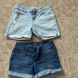 Two pairs of denim shorts